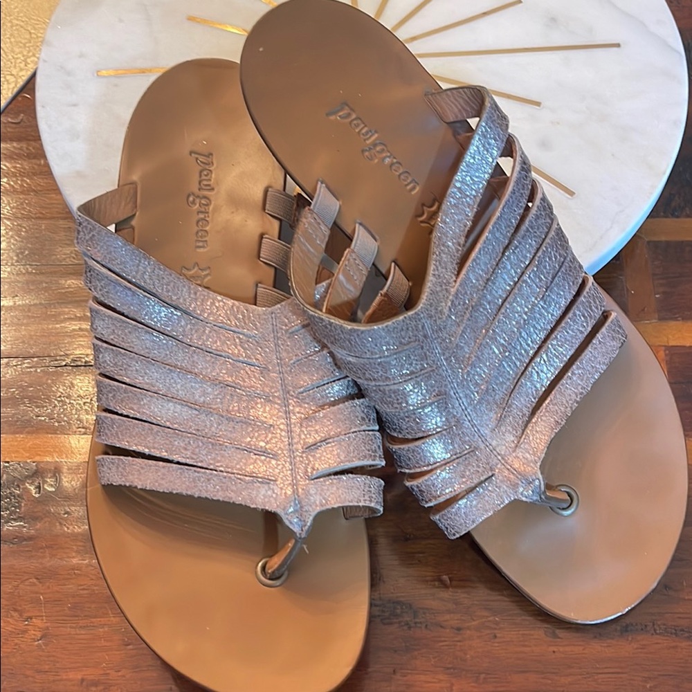 Paul Green Metallic Tan Sandals Chic Comfort